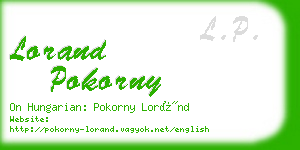 lorand pokorny business card